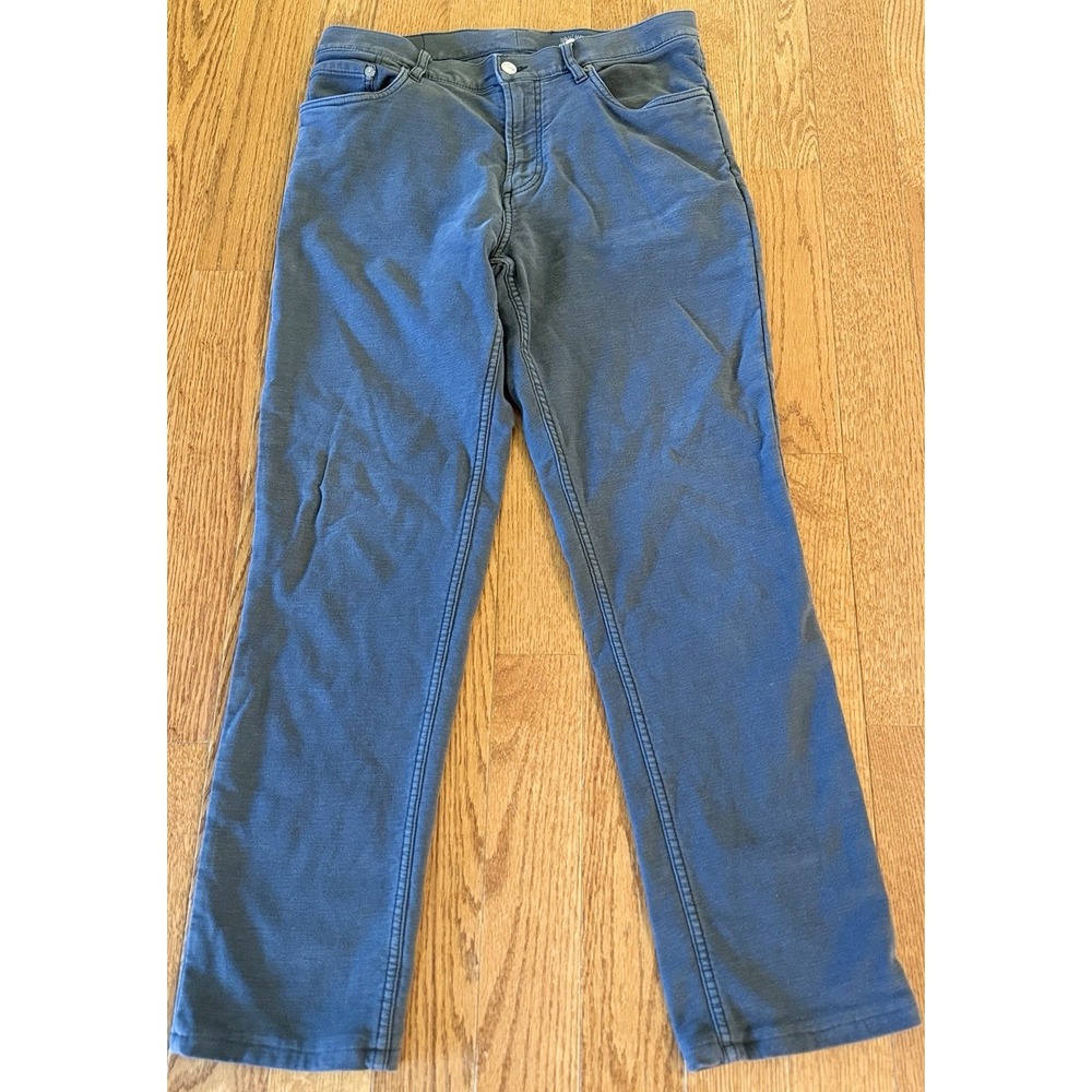 Faherty Jeans Mens 34 32x27 Grey Charcoal Wash Slim Straight Stretch Denim Pants
